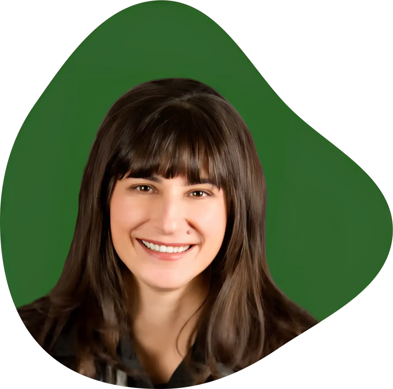 A woman with long brown hair smiled and exuded an air of calm and serenity.